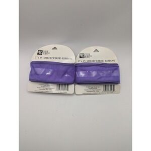2‎ Vtg Color Burst Purple Sheer Wired Ribbon 2 Inch x 15 Feet Crafting Decor